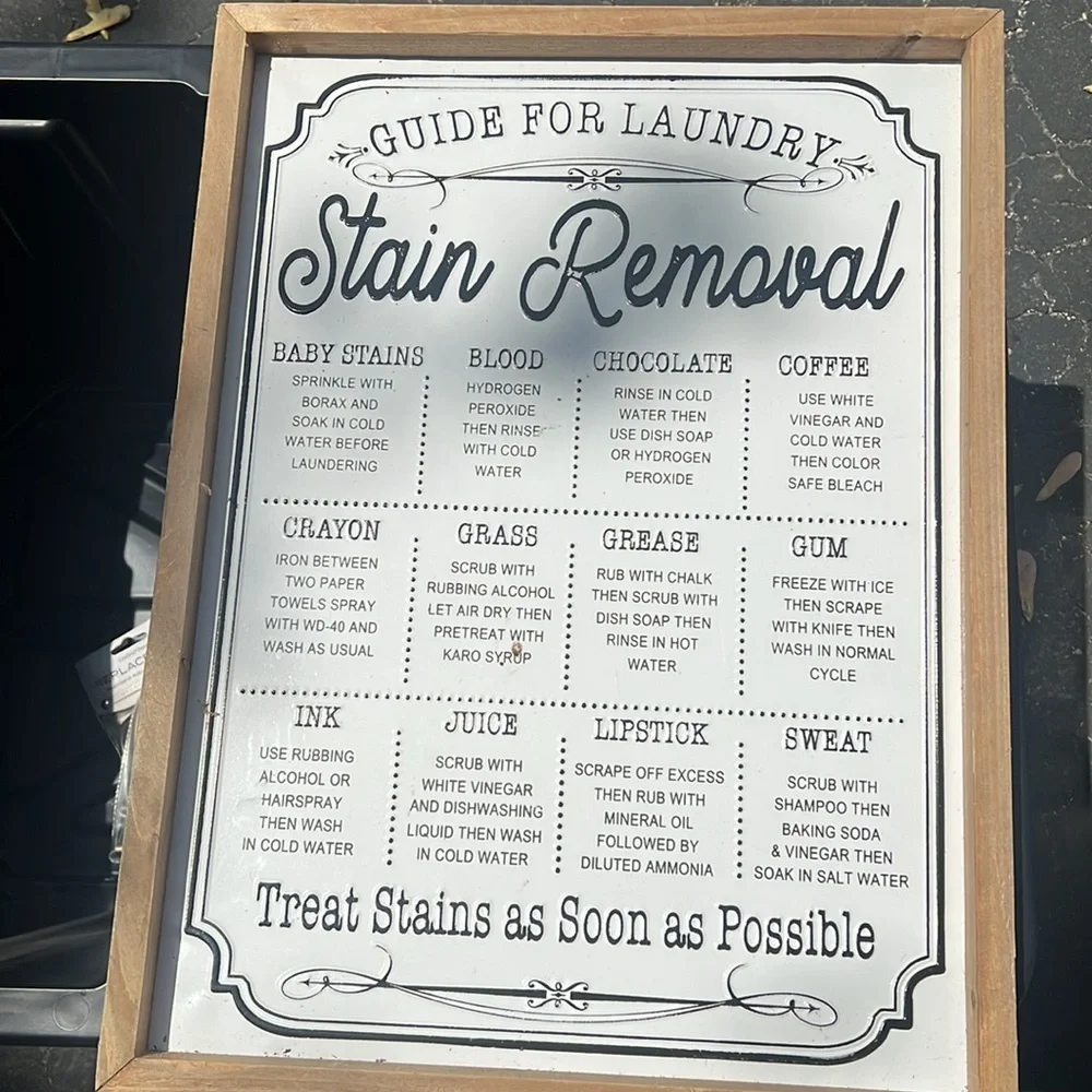 Guide for Laundry Stain Removal Sign - Picture 1 of 5